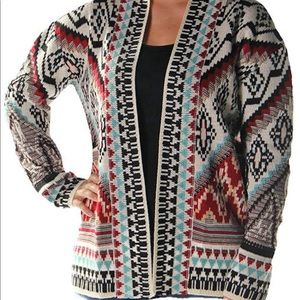 Coco + Carmen Aztec Open Front Sweater